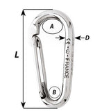 Wichard Symmetric Carbine Hook Without Eye - Length 60mm - 1/4"
